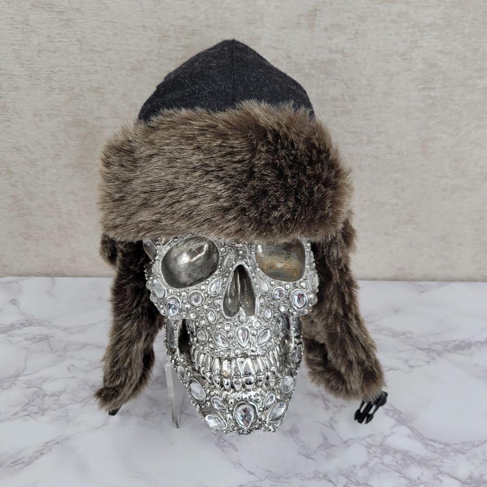 Vintage Totes Isotoner Lake of the Isles Wool Blend Trapper Aviator Hat Faux Fur